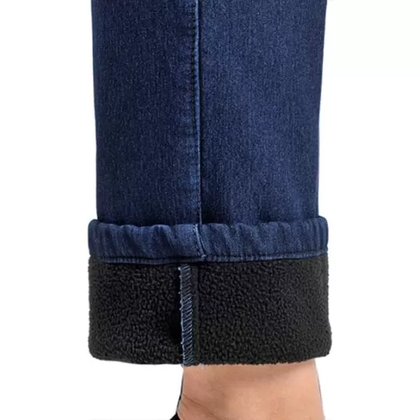 IDEALSANXUN Womens Fleece Lined Jeans Retro Elastic Waist Denim PantsRoyal Blue 265