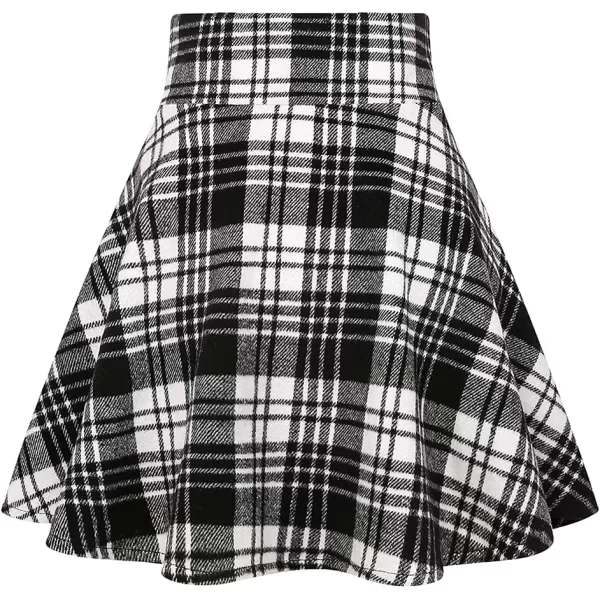 IDEALSANXUN Womens High Waist Lace Up Aline Pleated Wool Gothic Mini Plaid SkirtsBlack