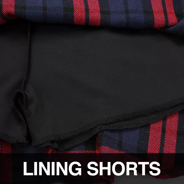 IDEALSANXUN Womens High Waist Lace Up Aline Pleated Wool Gothic Mini Plaid SkirtsRed