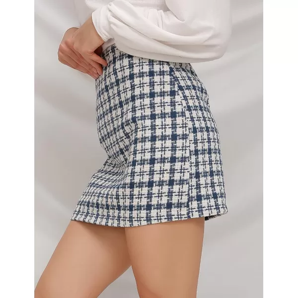 IDEALSANXUN Womens High Waist Slim Fit Aline Plaid Mini SkirtsBlue
