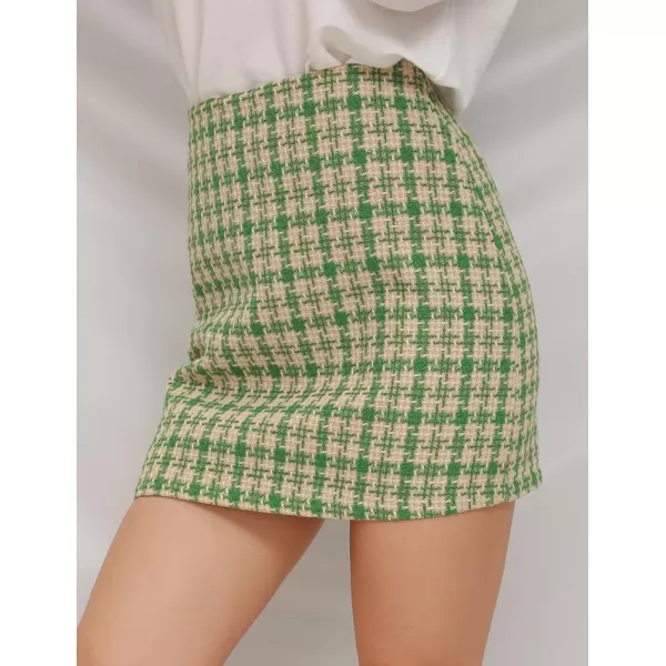 IDEALSANXUN Womens High Waist Slim Fit Aline Plaid Mini SkirtsGreen