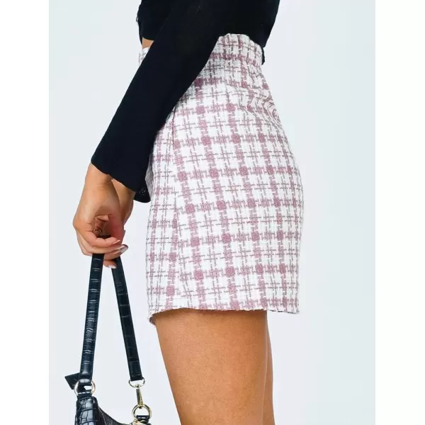 IDEALSANXUN Womens High Waist Slim Fit Aline Plaid Mini SkirtsPink