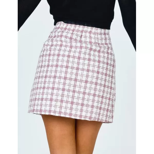 IDEALSANXUN Womens High Waist Slim Fit Aline Plaid Mini SkirtsPink