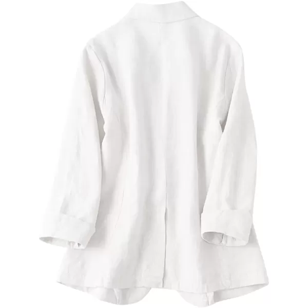 IDEALSANXUN Womens Linen Blazer Notch Lapel One Button Suit Coat JacketsWhite Blazer