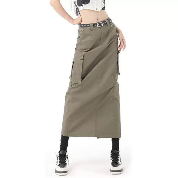 IDEALSANXUN Womens Long Cargo Skirts 2023 Fashion High Waisted Aline Grunge Y2k ClothingArmy