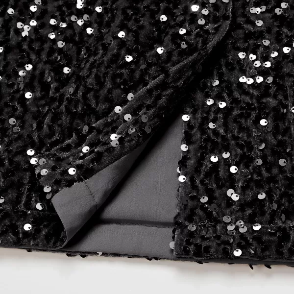 IDEALSANXUN Womens Midi Sequin Skirts with Back SlitBlack