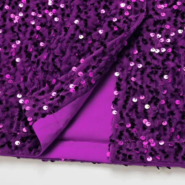 IDEALSANXUN Womens Midi Sequin Skirts with Back SlitPurple