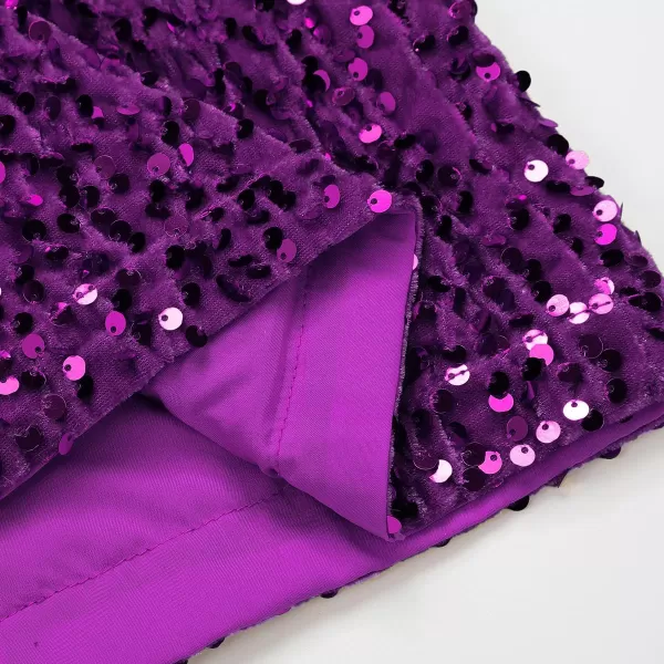 IDEALSANXUN Womens Midi Sequin Skirts with Back SlitPurple