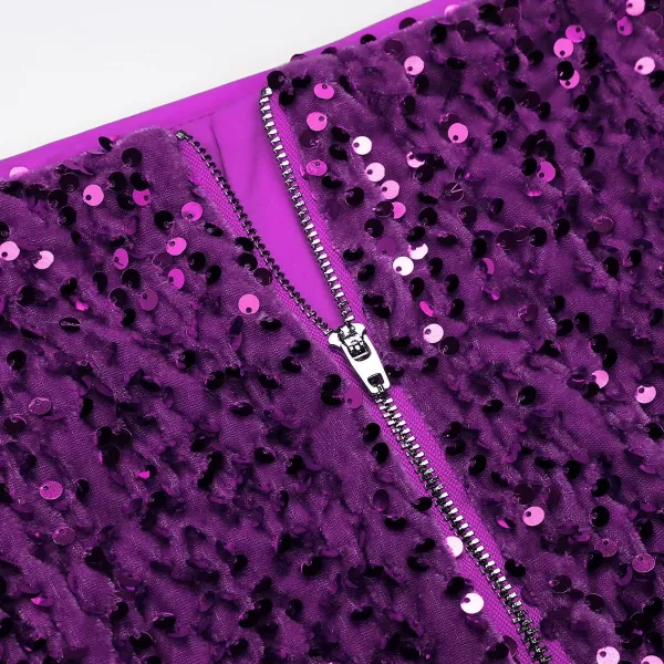 IDEALSANXUN Womens Midi Sequin Skirts with Back SlitPurple