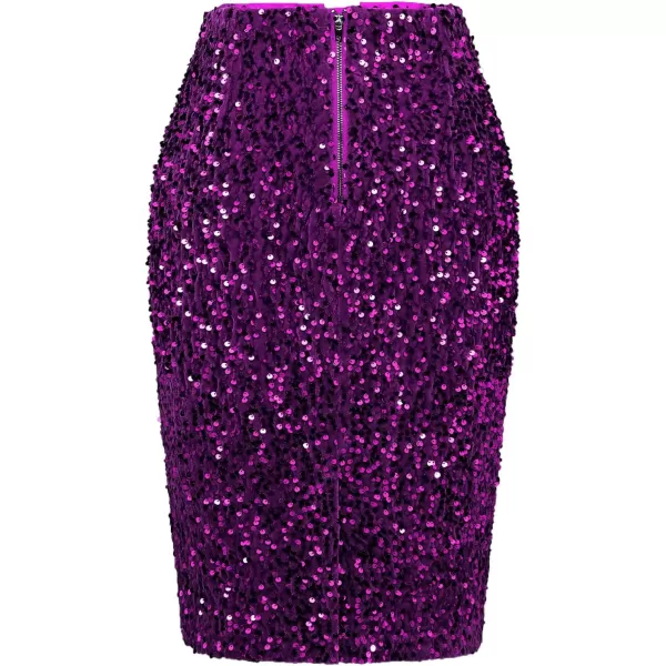 IDEALSANXUN Womens Midi Sequin Skirts with Back SlitPurple