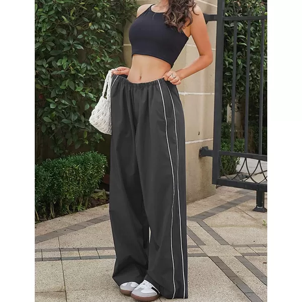IDEALSANXUN Womens Parachute Pants Wide Leg Baggy Track PantsDark Grey