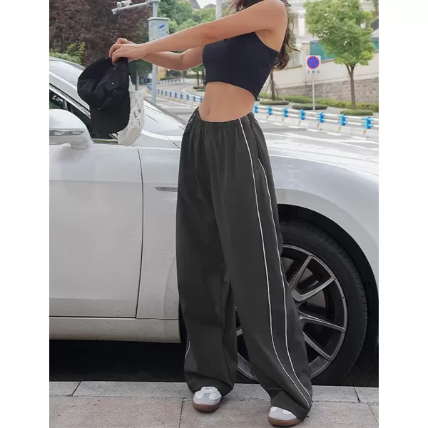 IDEALSANXUN Womens Parachute Pants Wide Leg Baggy Track PantsDark Grey