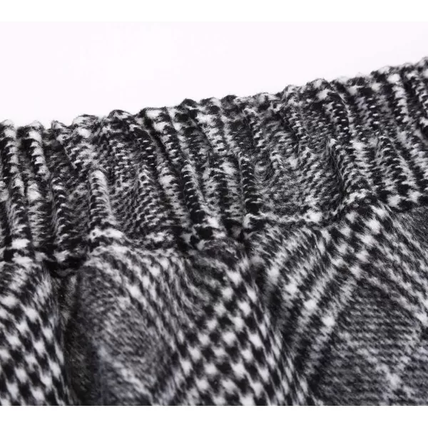 IDEALSANXUN Womens Plaid Wool Skirts Elastic Waist ALine Pleated Tartan Long SkirtsBlackampwhite