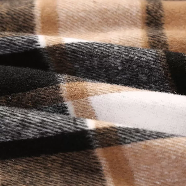 IDEALSANXUN Womens Plaid Wool Skirts Elastic Waist ALine Pleated Tartan Long SkirtsBrown