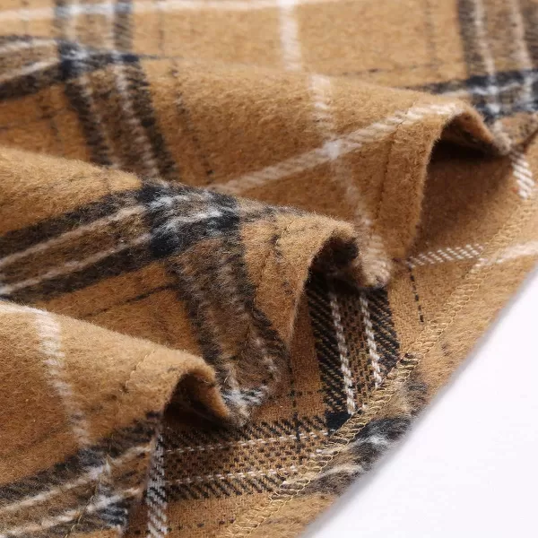 IDEALSANXUN Womens Plaid Wool Skirts Elastic Waist ALine Pleated Tartan Long SkirtsCamel