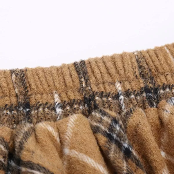 IDEALSANXUN Womens Plaid Wool Skirts Elastic Waist ALine Pleated Tartan Long SkirtsCamel