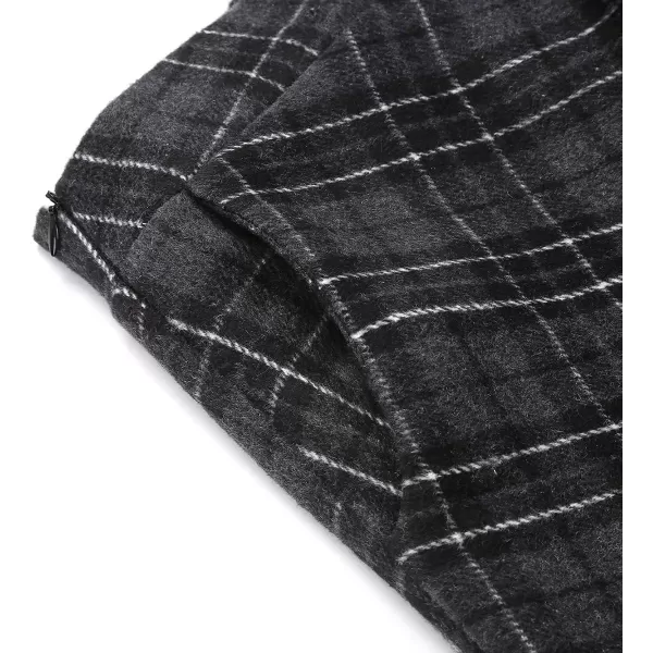 IDEALSANXUN Womens Plaid Wool Skirts Elastic Waist ALine Pleated Tartan Long SkirtsDark Grey 2005