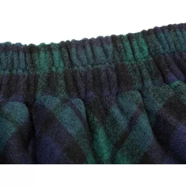 IDEALSANXUN Womens Plaid Wool Skirts Elastic Waist ALine Pleated Tartan Long SkirtsGreen 1901