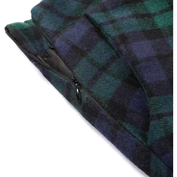 IDEALSANXUN Womens Plaid Wool Skirts Elastic Waist ALine Pleated Tartan Long SkirtsGreen 1901