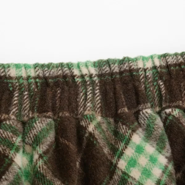 IDEALSANXUN Womens Plaid Wool Skirts Elastic Waist ALine Pleated Tartan Long SkirtsGreen Brown