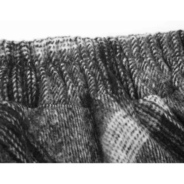IDEALSANXUN Womens Plaid Wool Skirts Elastic Waist ALine Pleated Tartan Long SkirtsGrey