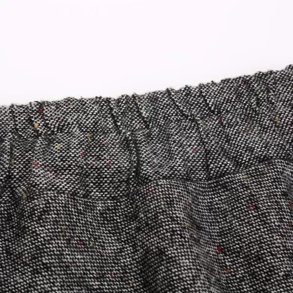 IDEALSANXUN Womens Plaid Wool Skirts Elastic Waist ALine Pleated Tartan Long SkirtsLong Black