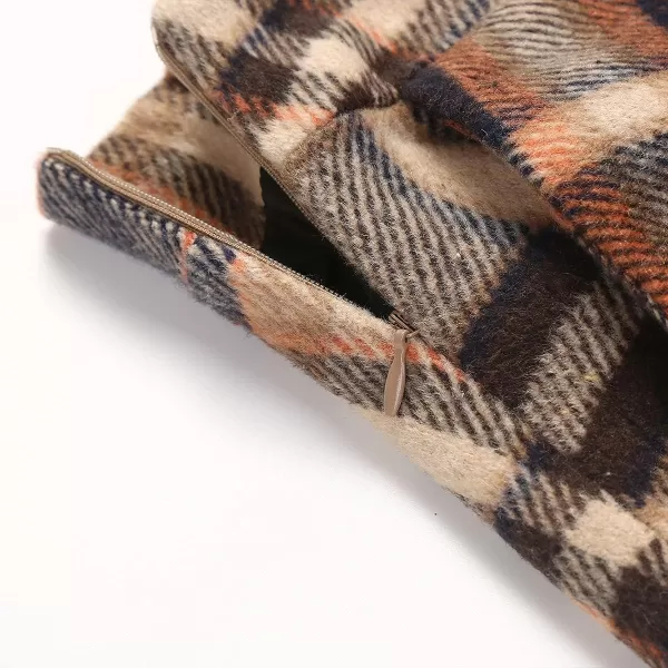 IDEALSANXUN Womens Plaid Wool Skirts Elastic Waist ALine Pleated Tartan Long SkirtsLong Brown