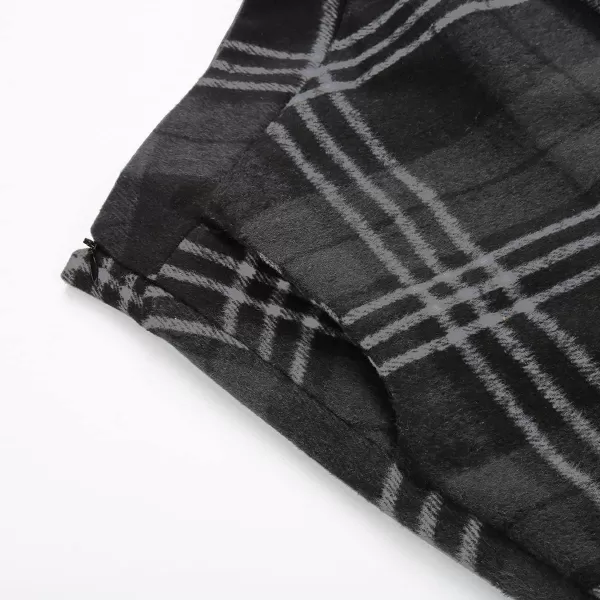 IDEALSANXUN Womens Plaid Wool Skirts Elastic Waist ALine Pleated Tartan Long SkirtsLong Dark Grey 711