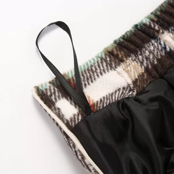 IDEALSANXUN Womens Plaid Wool Skirts Elastic Waist ALine Pleated Tartan Long SkirtsLong GreenNew