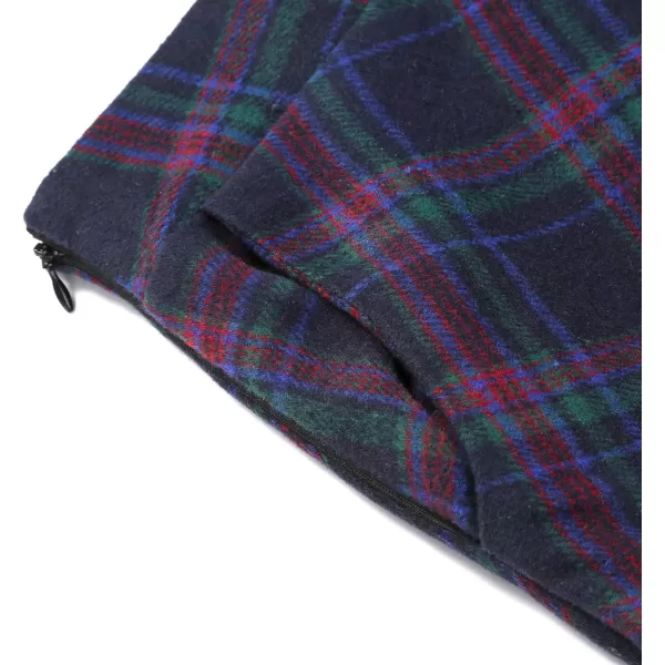 IDEALSANXUN Womens Plaid Wool Skirts Elastic Waist ALine Pleated Tartan Long SkirtsLong Navy 12953