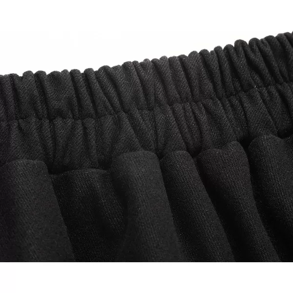 IDEALSANXUN Womens Plaid Wool Skirts Elastic Waist ALine Pleated Tartan Long SkirtsLong Pure Black