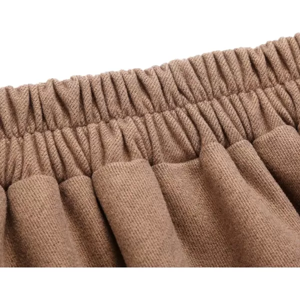 IDEALSANXUN Womens Plaid Wool Skirts Elastic Waist ALine Pleated Tartan Long SkirtsLong Pure Camel