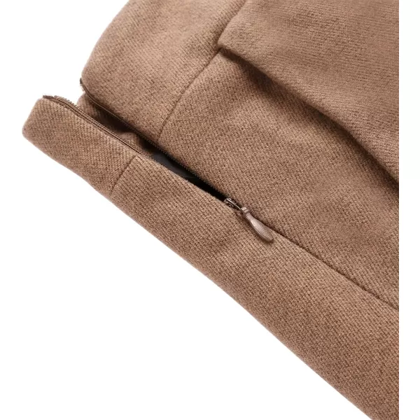 IDEALSANXUN Womens Plaid Wool Skirts Elastic Waist ALine Pleated Tartan Long SkirtsLong Pure Camel