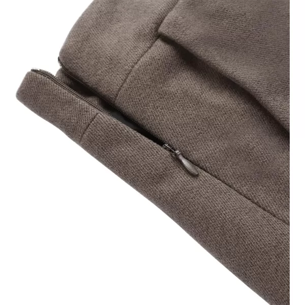 IDEALSANXUN Womens Plaid Wool Skirts Elastic Waist ALine Pleated Tartan Long SkirtsLong Pure Khaki