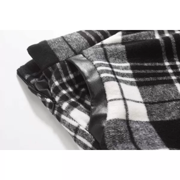 IDEALSANXUN Womens Plaid Wool Skirts Elastic Waist ALine Pleated Tartan Long SkirtsMidcalf Blackampwhite