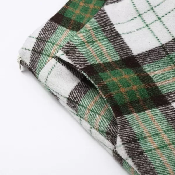 IDEALSANXUN Womens Plaid Wool Skirts Elastic Waist ALine Pleated Tartan Long SkirtsWhite Green