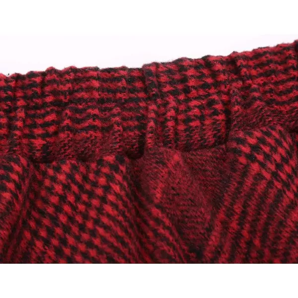 IDEALSANXUN Womens Plaid Wool Skirts Elastic Waist ALine Pleated Tartan Long SkirtsWine