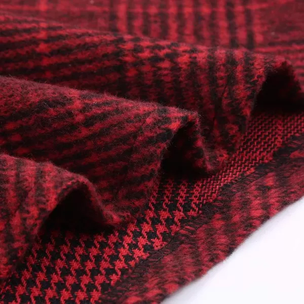 IDEALSANXUN Womens Plaid Wool Skirts Elastic Waist ALine Pleated Tartan Long SkirtsWine