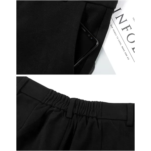 IDEALSANXUN Wool Blend Wide Leg Pants for Women Elastic High Waisted Winter Pants TrousersBlack