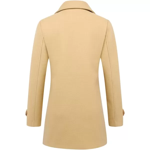 IDEALSANXUN Wool Coat for Womens Double Breasted Peacoat OutwearKhaki