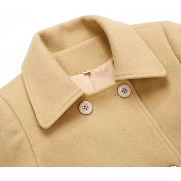 IDEALSANXUN Wool Coat for Womens Double Breasted Peacoat OutwearKhaki