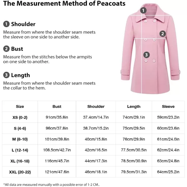 IDEALSANXUN Wool Coat for Womens Double Breasted Peacoat OutwearPink