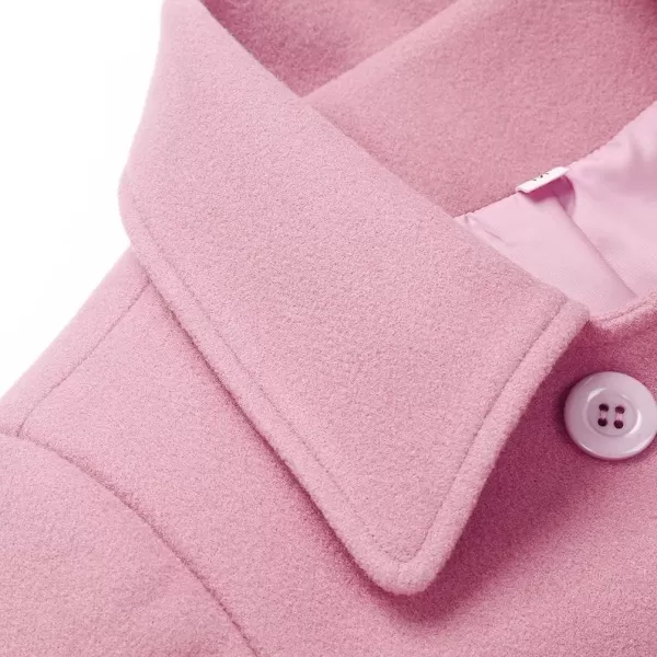 IDEALSANXUN Wool Coat for Womens Double Breasted Peacoat OutwearPink