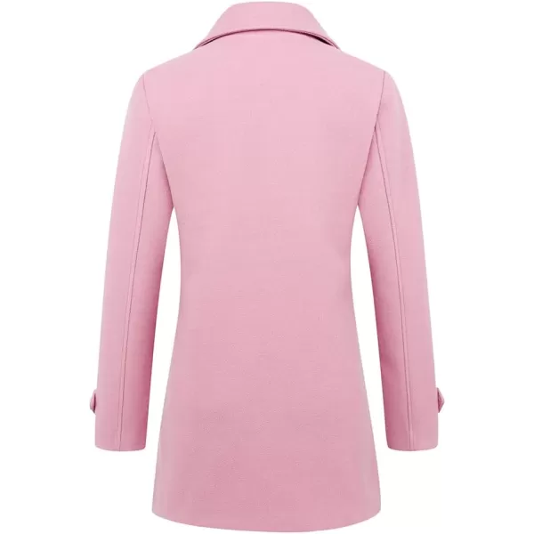 IDEALSANXUN Wool Coat for Womens Double Breasted Peacoat OutwearPink