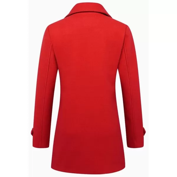 IDEALSANXUN Wool Coat for Womens Double Breasted Peacoat OutwearRed 01