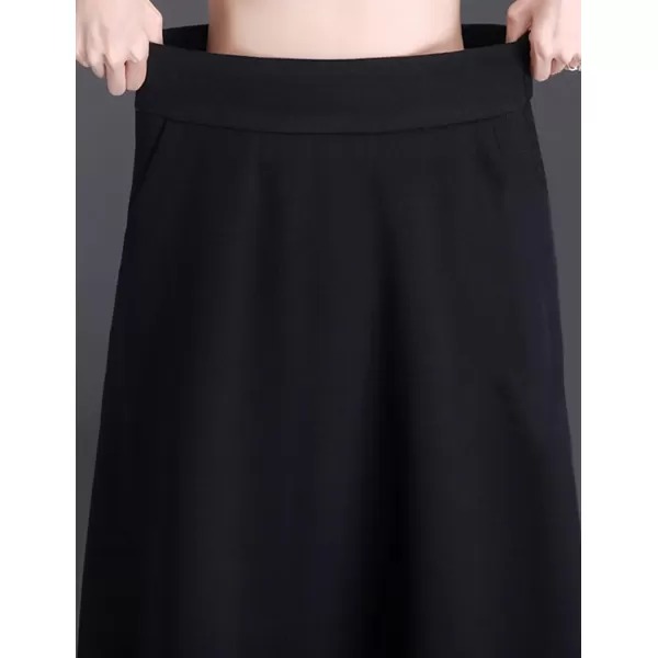 IDEALSANXUN Wool Maxi Skirt for Women High Waisted Pleated Fall Winter A Line Ruffle 2023 Trendy Long SkirtsBlack