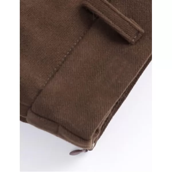 IDEALSANXUN Wool Maxi Skirts for Women High Waisted Pleated A line Flowy Fall Winter Trendy Skirt with PocketsCoffee