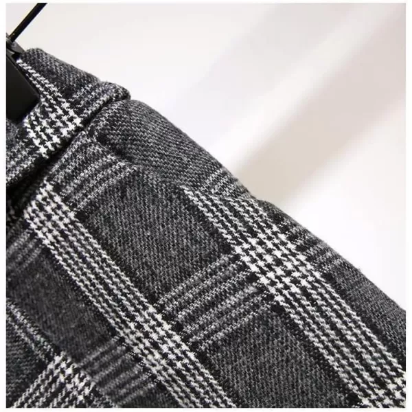 IDEALSANXUN Wool Plaid Midi Skirts for Womens A Line Elastic High Waisted Belted Warm Fall Winter SkirtsDary Grey