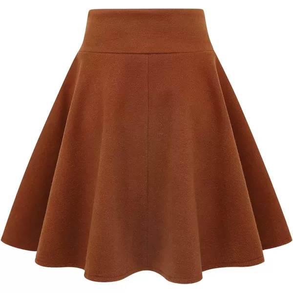 IDEALSANXUN Wool Plaid Mini Gothic Skirts for Womens High Waist Lace Up Short Pleated Skater SkirtsCamel