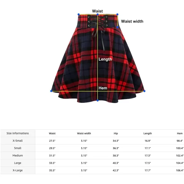 IDEALSANXUN Wool Plaid Mini Gothic Skirts for Womens High Waist Lace Up Short Pleated Skater SkirtsCamel